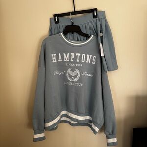 Better Together NWT Women's Size XL 2 PC Set- Sweatshirt and Skirt light blue